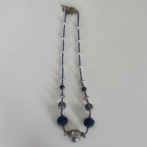 Elegant Blue and Silver Beaded Necklace
